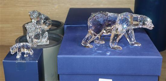 Four Swarovski bears widest 17cm